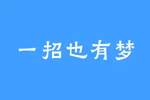 一招也有梦