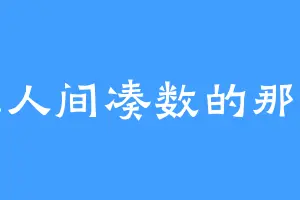 我在人间凑数的那几年