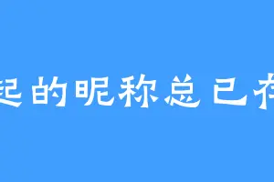 想起的昵称总已存在